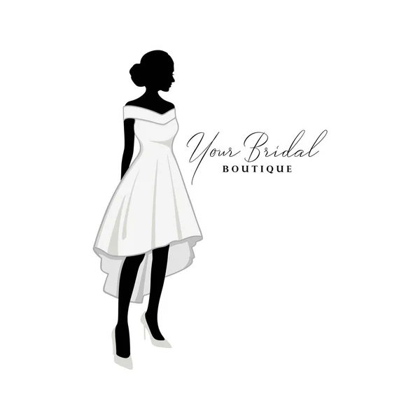 Schöne Braut Short Gown Logo Ideen Brautboutique Logo Brautkleid Logo — Stockvektor