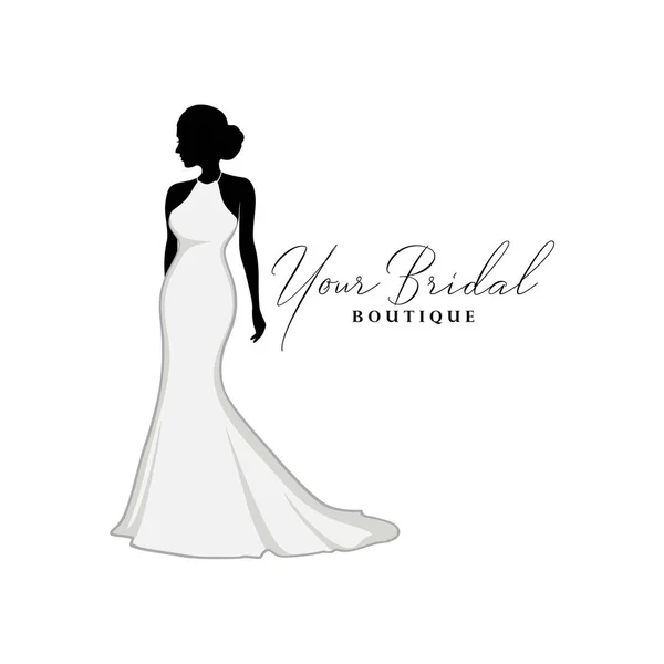 Beautiful Wedding Φορέματα Boutique Logo Νυφικό Boutique Logo Νυφικό Φόρεμα — Διανυσματικό Αρχείο
