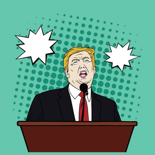 Val Usa Donald Trump Tal Podium Pop Art Platt Design — Stock vektor