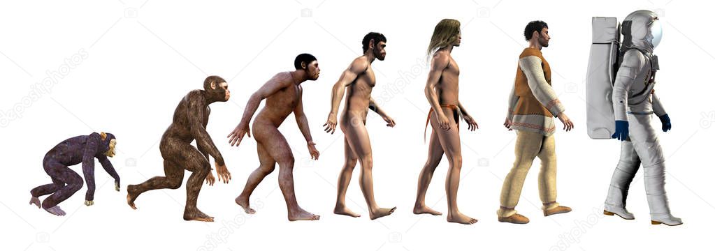 human evolution, 3d illustration