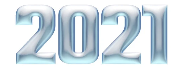 Alfabeto Metallico Blu Anno Nuovo 2021 Illustrazione — Foto Stock
