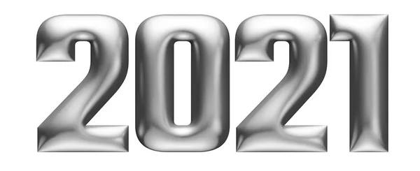 Chroom Metallic Alfabet Nieuwjaar 2021 Illustratie — Stockfoto