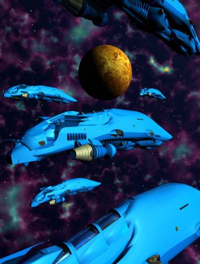 Ay 'ın üzerinde uçan uzay gemileri, 3 boyutlu çizimler