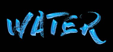 3d su alfabesi, su, büyük ve küçük harf, 3d illüstrasyon