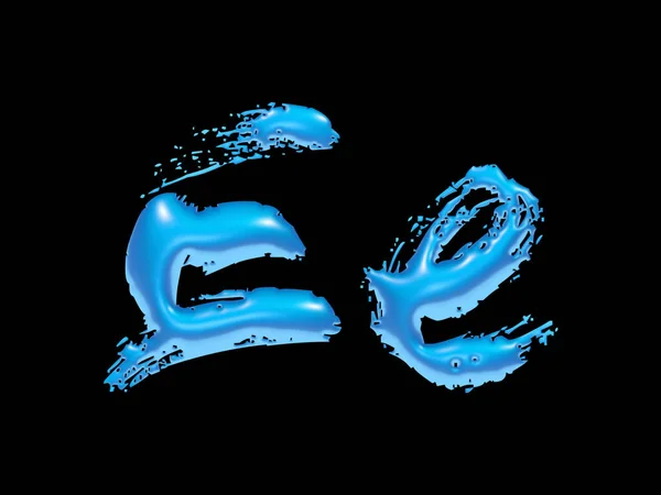 3D水のアルファベット 文字E 大文字と小文字 3Dイラスト — ストック写真
