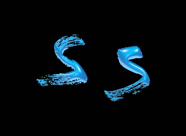 3D水のアルファベット 文字S 大文字と小文字 3Dイラスト — ストック写真