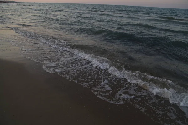 Puesta Sol Playa Roseto Degli Abruzzi —  Fotos de Stock