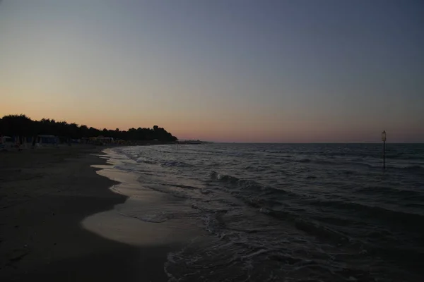 Tramonto Sulla Spiaggia Roseto Degli Abruzzi — Foto Stock