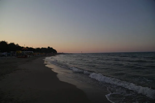 Tramonto Sulla Spiaggia Roseto Degli Abruzzi — Foto Stock