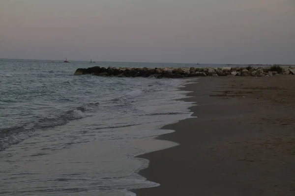 Tramonto Sulla Spiaggia Roseto Degli Abruzzi — Foto Stock