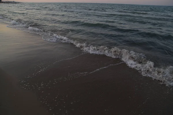 Západ Slunce Pláži Roseto Degli Abruzzi — Stock fotografie