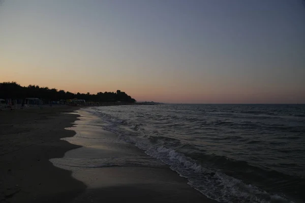 Tramonto Sulla Spiaggia Roseto Degli Abruzzi — Foto Stock