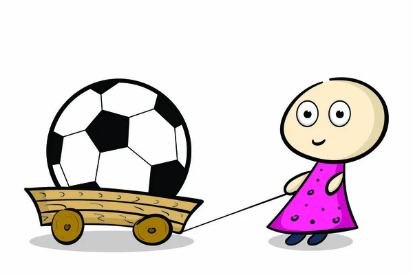 女の子とサッカーボール — ストックベクタ