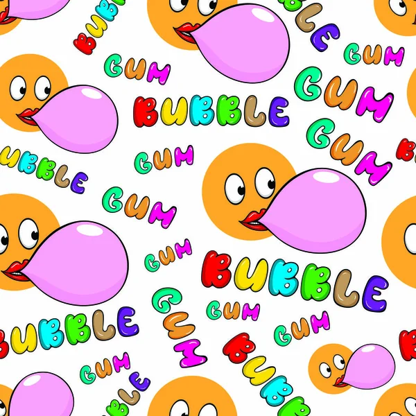 Sourires avec chewing-gum sans couture — Image vectorielle