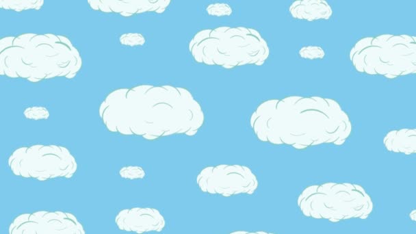 Animación Dibujos Animados Con Las Nubes Flotando Cielo — Vídeos de Stock