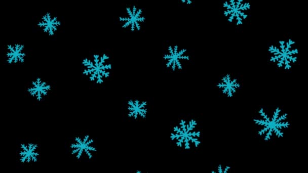 Blauwe Sneeuwvlokken Vallen Een Uniforme Achtergrond — Stockvideo