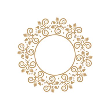 Dekoratif yuvarlak çerçeve çiçek süsleme ile tasarımı için. Bir şablon baskı kartpostallar, davetiyeler, kitaplar, tekstil, gravür, ahşap mobilyalar, sıcak dövme. Vektör.