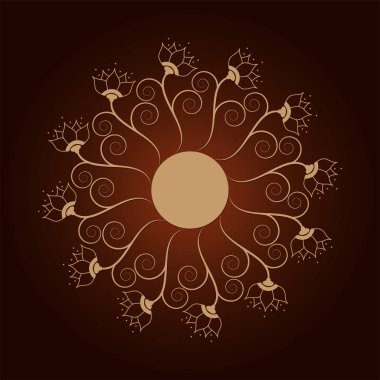 Dekoratif yuvarlak çerçeve çiçek süsleme ile tasarımı için. Bir şablon baskı kartpostallar, davetiyeler, kitaplar, tekstil, gravür, ahşap mobilyalar, sıcak dövme. Vektör.