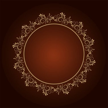 Dekoratif yuvarlak çerçeve çiçek süsleme ile tasarımı için. Bir şablon baskı kartpostallar, davetiyeler, kitaplar, tekstil, gravür, ahşap mobilyalar, sıcak dövme. Vektör.