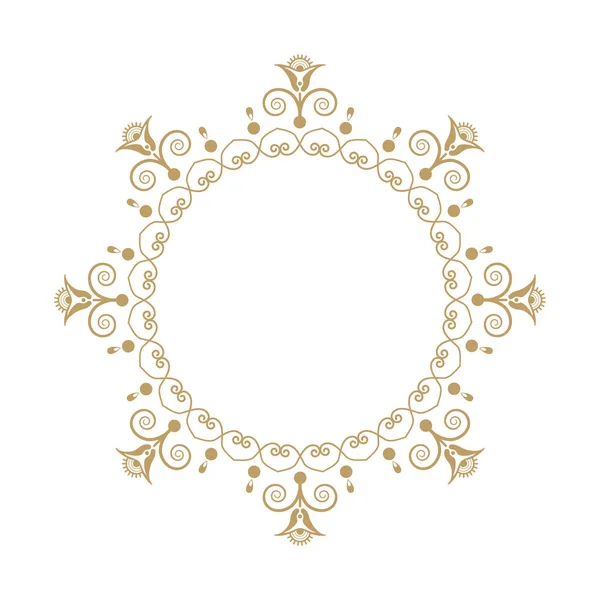 装饰圆形框架设计与花卉装饰 用于印刷明信片 纺织品 木制家具 锻造的模板 — 图库矢量图片