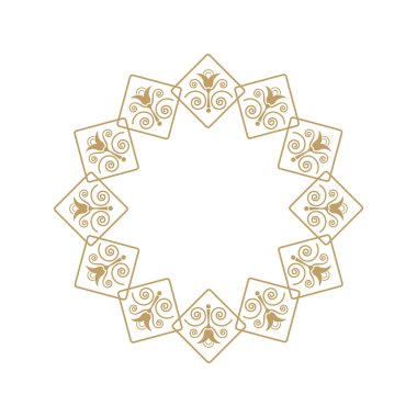 Dekoratif yuvarlak çerçeve çiçek süsleme ile tasarımı için. Bir şablon baskı kartpostallar, davetiyeler, kitaplar, tekstil, gravür, ahşap mobilyalar, sıcak dövme. Vektör.