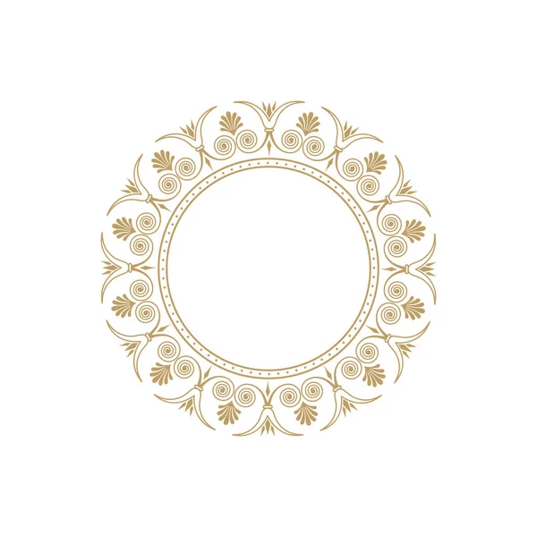装饰圆形框架设计与花卉装饰 用于印刷明信片 纺织品 木制家具 锻造的模板 — 图库矢量图片