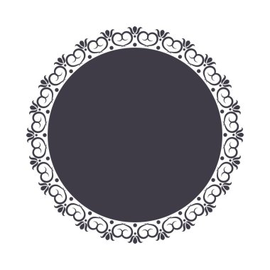 Dekoratif yuvarlak çerçeve çiçek süsleme ile tasarımı için. Bir şablon baskı kartpostallar, davetiyeler, kitaplar, tekstil, gravür, ahşap mobilyalar, sıcak dövme. Vektör.