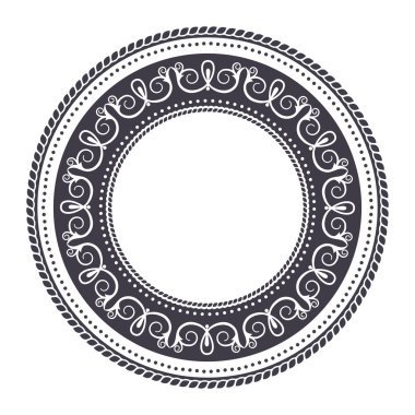 Dekoratif yuvarlak çerçeve çiçek süsleme ile tasarımı için. Bir şablon baskı kartpostallar, davetiyeler, kitaplar, tekstil, gravür, ahşap mobilyalar, sıcak dövme. Vektör.