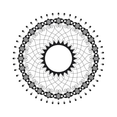 Dekoratif yuvarlak çerçeve çiçek süsleme ile tasarımı için. Bir şablon baskı kartpostallar, davetiyeler, kitaplar, tekstil, gravür, ahşap mobilyalar, sıcak dövme. Vektör.