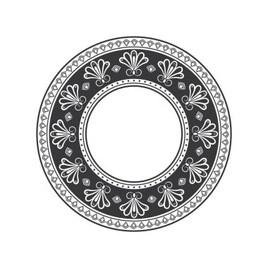 Dekoratif yuvarlak çerçeve çiçek süsleme ile tasarımı için. Bir şablon baskı kartpostallar, davetiyeler, kitaplar, tekstil, gravür, ahşap mobilyalar, sıcak dövme. Vektör.