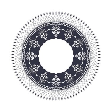 Dekoratif yuvarlak çerçeve çiçek süsleme ile tasarımı için. Bir şablon baskı kartpostallar, davetiyeler, kitaplar, tekstil, gravür, ahşap mobilyalar, sıcak dövme. Vektör.