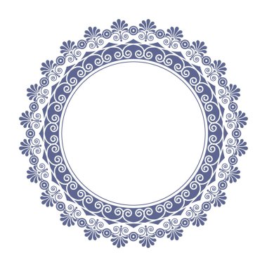 Dekoratif yuvarlak çerçeve çiçek süsleme ile tasarımı için. Bir şablon baskı kartpostallar, davetiyeler, kitaplar, tekstil, gravür, ahşap mobilyalar, sıcak dövme. Vektör.