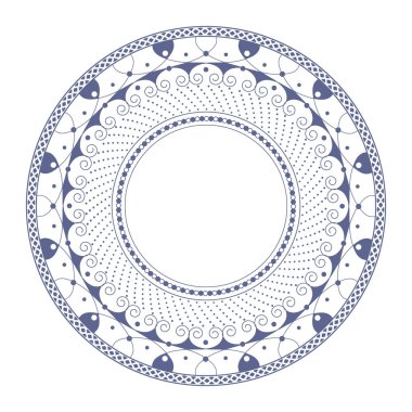 Dekoratif yuvarlak çerçeve çiçek süsleme ile tasarımı için. Bir şablon baskı kartpostallar, davetiyeler, kitaplar, tekstil, gravür, ahşap mobilyalar, sıcak dövme. Vektör.