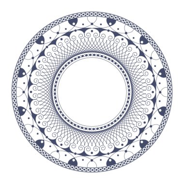 Dekoratif yuvarlak çerçeve çiçek süsleme ile tasarımı için. Bir şablon baskı kartpostallar, davetiyeler, kitaplar, tekstil, gravür, ahşap mobilyalar, sıcak dövme. Vektör.