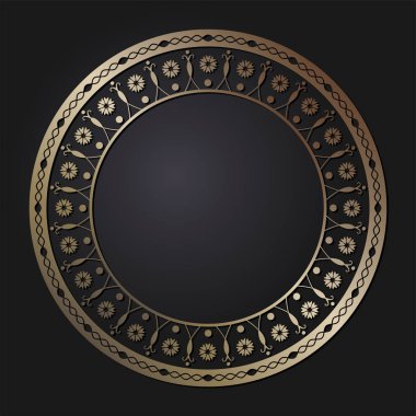 Dekoratif yuvarlak çerçeve çiçek süsleme ile tasarımı için. Bir şablon baskı kartpostallar, davetiyeler, kitaplar, tekstil, gravür, ahşap mobilyalar, sıcak dövme. Vektör.
