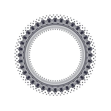 Dekoratif yuvarlak çerçeve çiçek süsleme ile tasarımı için. Bir şablon baskı kartpostallar, davetiyeler, kitaplar, tekstil, gravür, ahşap mobilyalar, sıcak dövme. Vektör.