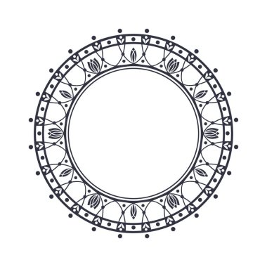 Dekoratif yuvarlak çerçeve çiçek süsleme ile tasarımı için. Bir şablon baskı kartpostallar, davetiyeler, kitaplar, tekstil, gravür, ahşap mobilyalar, sıcak dövme. Vektör.