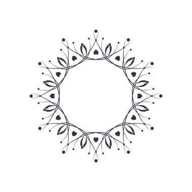 Dekoratif yuvarlak çerçeve çiçek süsleme ile tasarımı için. Bir şablon baskı kartpostallar, davetiyeler, kitaplar, tekstil, gravür, ahşap mobilyalar, sıcak dövme. Vektör.