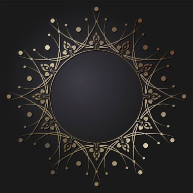 Dekoratif yuvarlak çerçeve çiçek süsleme ile tasarımı için. Bir şablon baskı kartpostallar, davetiyeler, kitaplar, tekstil, gravür, ahşap mobilyalar, sıcak dövme. Vektör.