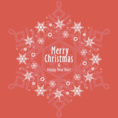 Dekoratif yuvarlak çerçeve tasarımı ile süs üzerinden kar taneleri için. Noel ve yeni yıl. Baskı kartları, davetiyeleri, kitaplar, Tekstil için şablon. Vektör.