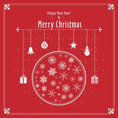 Yeni yıl ve Noel kar taneleri kökenli. Vektör