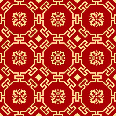 Parlak, Festival arka planda Çin tarzı. Yazdırma için tekstil, kağıt, ambalaj vb. Vektör.