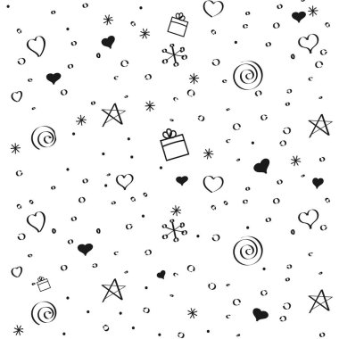 Kar taneleri ile sorunsuz Noel siyah ve beyaz arka plan. Serbest el çiziminin. Herhangi bir renkte rötuş yapmak. Vektör. Ambalaj, tekstil, Web siteleri, arka plan yazdırma için vb.