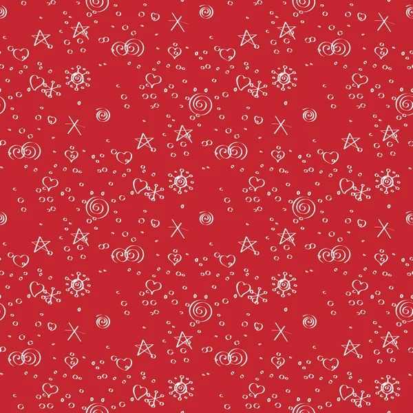 Nahtloser Weihnachtlicher Roter Hintergrund Mit Schneeflocken Freihandzeichnen Sie Können Jeder — Stockvektor