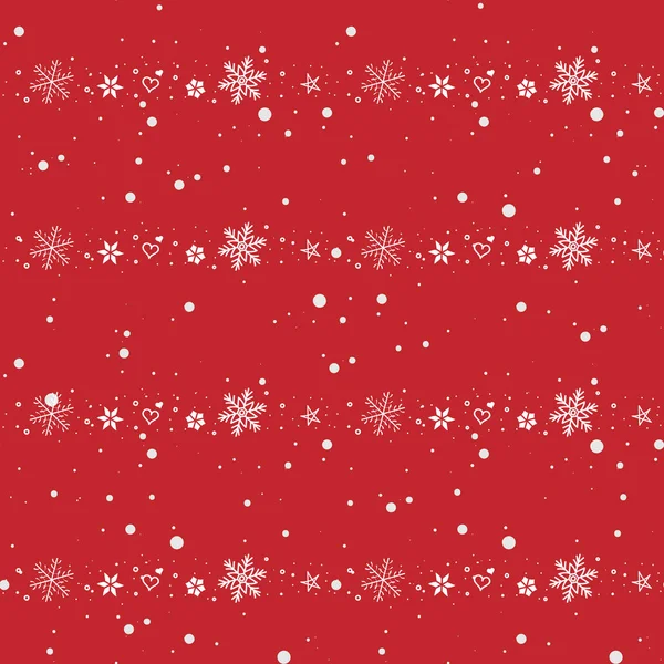 Seamless Christmas Red Background Snowflakes Freehand Drawing You Can Repaint — Stock Vector