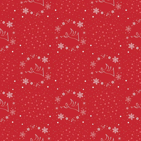 Crăciun Fără Sudură Fundal Roșu Fulgi Zăpadă Desen Liber Puteți — Vector de stoc