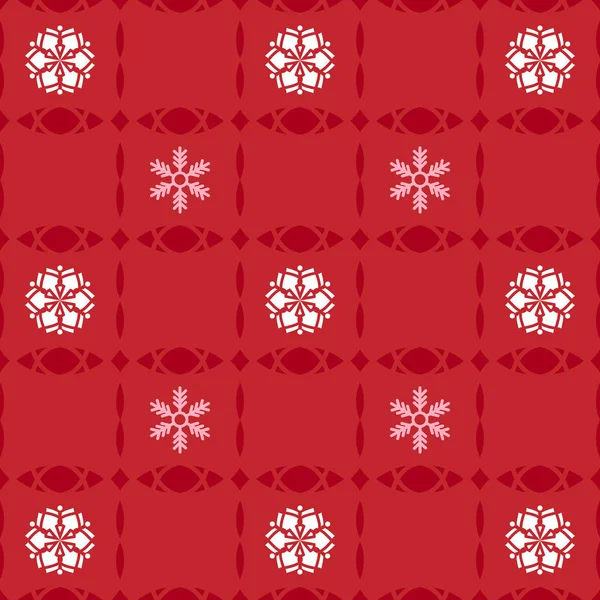 Fond Rouge Noël Sans Couture Avec Flocons Neige Dessin Main — Image vectorielle