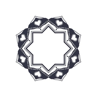 Dekoratif yuvarlak çerçeve tasarımı ile soyut çiçek süsleme için. Daire kare. Bir şablon baskı kartpostallar, davetiyeler, kitaplar, tekstil, gravür, ahşap mobilyalar, sıcak dövme. Vektör.