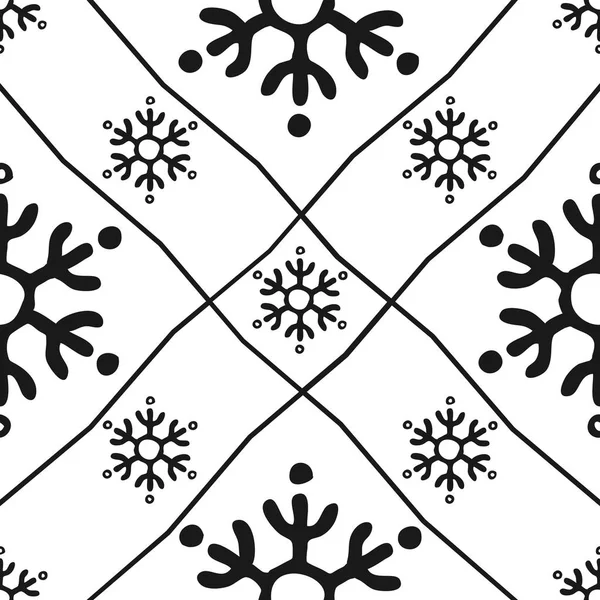 Noël Noël Sans Couture Fond Noir Blanc Avec Des Flocons — Image vectorielle