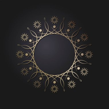 Dekoratif yuvarlak çerçeve tasarımı ile soyut çiçek süsleme için. Daire kare. Bir şablon baskı kartpostallar, davetiyeler, kitaplar, tekstil, gravür, ahşap mobilyalar, sıcak dövme. Vektör.